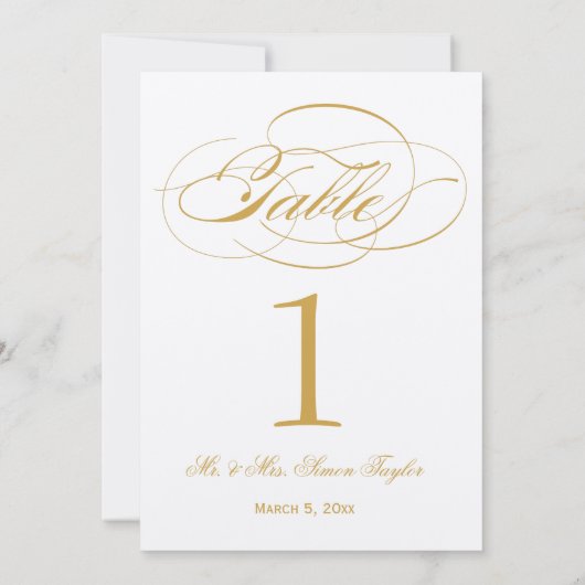 Elegant Script Tafelnummer - Goud (Achterkant)