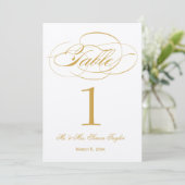 Elegant Script Tafelnummer - Goud (Staand voorkant)