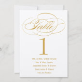 Elegant script tafelnummer met gasten - Goud (Voorkant)