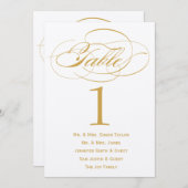 Elegant script tafelnummer met gasten - Goud (Voorkant / Achterkant)