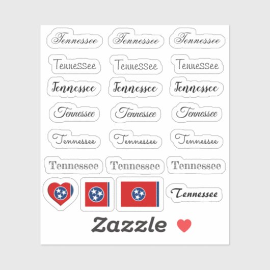 Elegant script Tennessee & Flag USA /name Set Sticker (Vel)