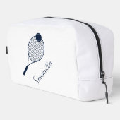 Elegant Script Tennis Spelers Naam Gepersonaliseer Toilettasje (Rechterhoek)