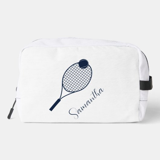 Elegant Script Tennis Spelers Naam Gepersonaliseer Toilettasje (Achterkant)
