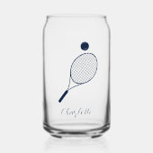 Elegant Script Tennisser Monogram Gepersonaliseerd Blikvorm Glas (Voorkant)