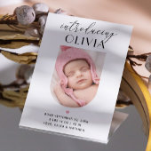 Elegant script ter introductie. Boog foto geboorte Aankondiging