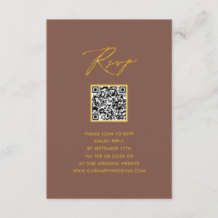 Elegant Script Terracotta Eenvoudige QR bruiloft R Informatiekaartje