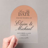 Elegant Script Terracotta Gradient Save The Date Acryl Uitnodigingen (Insitu (Draagbaar))
