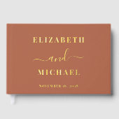 Elegant Script Terracotta Huwelijk Gastenboek (Voorkant)