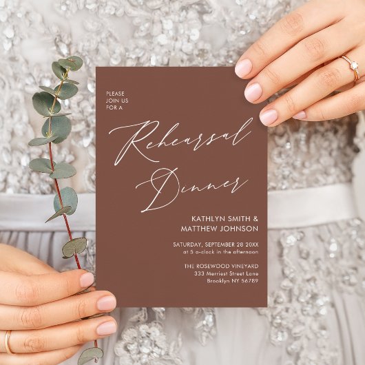 Elegant Script Terracotta Repetitie Diner QR Code Kaart