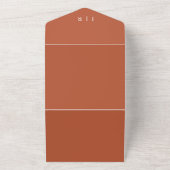 Elegant Script Terracotta Rust Calligraphy Wedding All In One Uitnodiging (Buitenkant)
