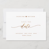Elegant Script, Terracotta, Simple Wedding Save The Date (Voorkant)