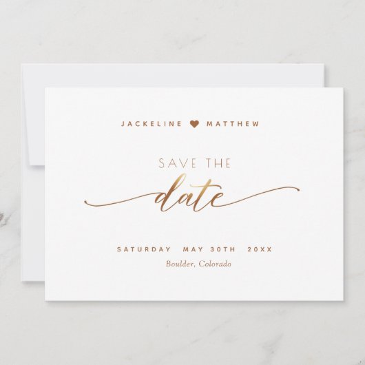 Elegant Script, Terracotta, Simple Wedding Save The Date (Voorkant)
