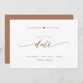 Elegant Script, Terracotta, Simple Wedding Save The Date (Voorkant / Achterkant)