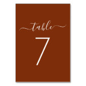 Elegant Script Terracotta Tabelnummer Kaart (Voorkant)