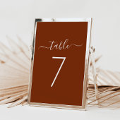 Elegant Script Terracotta Tabelnummer Kaart