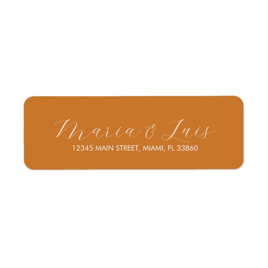 Elegant Script Terracotta Tan Wedding Label (Voorkant)