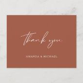 Elegant Script Terracotta Wedding Bedankt Briefkaart (Voorkant)