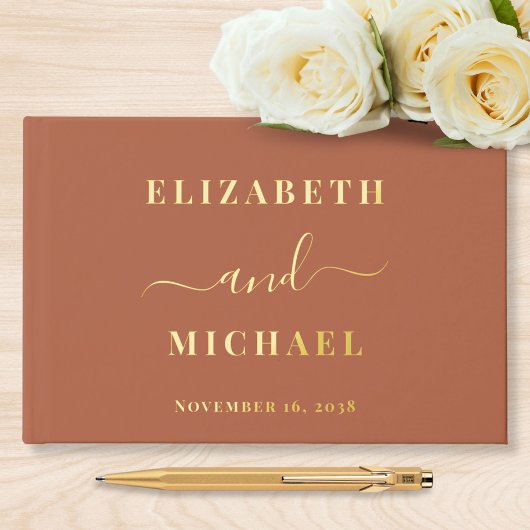 Elegant Script Terracotta Wedding Gastenboek