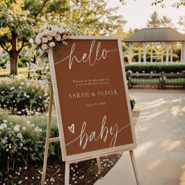 Elegant Script Terracotta Welkom Bord Baby Shower Poster