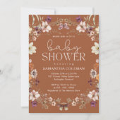 Elegant Script Terracotta Wildflower Baby shower Kaart (Voorkant)