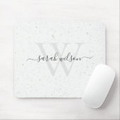 Elegant Script Terrazzo Stone Ivory Gray Monogram Muismat (Met muis)