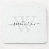 Elegant Script Terrazzo Stone Ivory Gray Monogram Muismat (Voorkant)