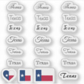 Elegant script Texas & Texas Flag USA /name Set Sticker (Voorkant)
