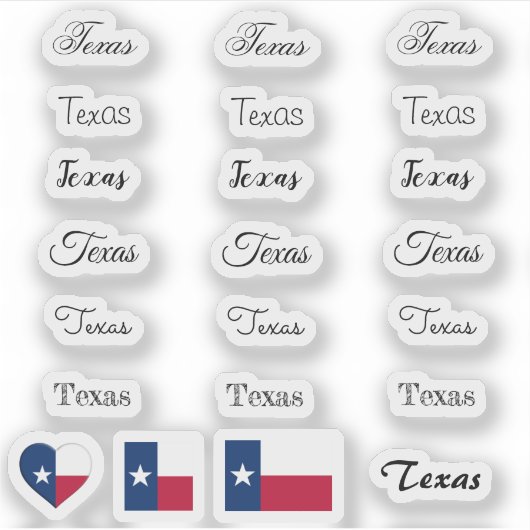 Elegant script Texas & Texas Flag USA /name Set Sticker (Voorkant)