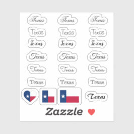 Elegant script Texas & Texas Flag USA /name Set Sticker