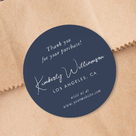 Elegant Script Thank You Blue Ronde Sticker