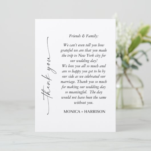 Elegant Script Thank You Card with Photo Bedankkaart (Staand voorkant)