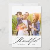 Elegant Script Thankful Photo Collage Thanksgving Feestdagenkaart (Voorkant)