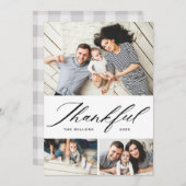 Elegant Script Thankful Photo Collage Thanksgving Feestdagenkaart (Voorkant / Achterkant)