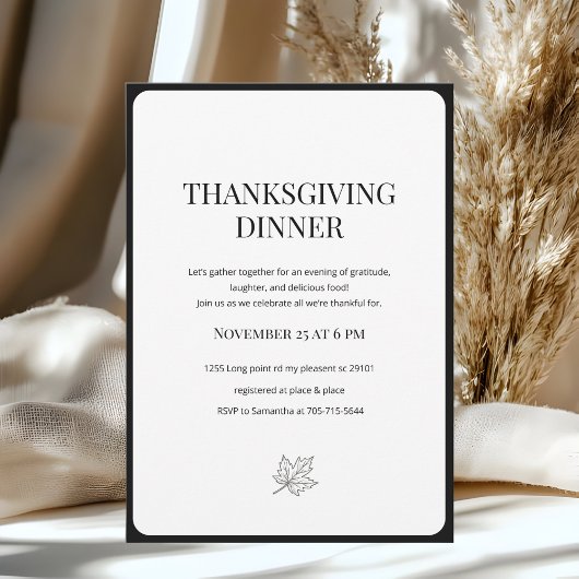 Elegant Script Thanksgiving Diner Kaart