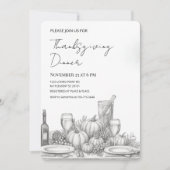 Elegant Script Thanksgiving diner Kaart (Voorkant)