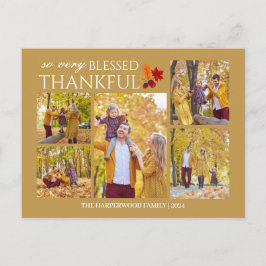 Elegant Script Thanksgiving familie foto Collage Feestdagenkaart