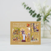 Elegant Script Thanksgiving familie foto Collage Feestdagenkaart (Staand voorkant)
