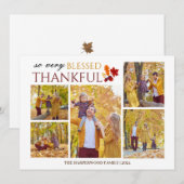 Elegant Script Thanksgiving familie foto Collage Feestdagenkaart (Voorkant / Achterkant)