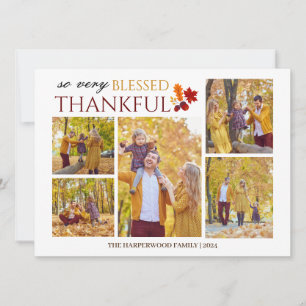Elegant Script Thanksgiving familie foto Collage Feestdagenkaart