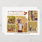 Elegant Script Thanksgiving familie foto Collage Feestdagenkaart (Voorkant / Achterkant)