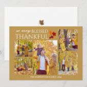 Elegant Script Thanksgiving familie foto Collage H Feestdagenkaart (Voorkant / Achterkant)