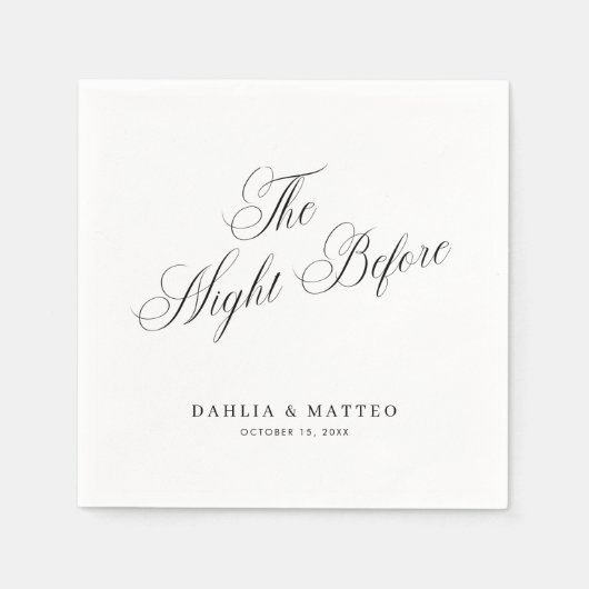 Elegant Script The Night Before Rehearsal Dinner Servet (Voorkant)
