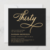 Elegant Script Thirty Black Gold 30e Verjaardag Kaart (Voorkant)