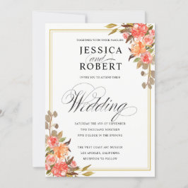 Elegant Script Touch of Floral Fall Bruiloft Kaart
