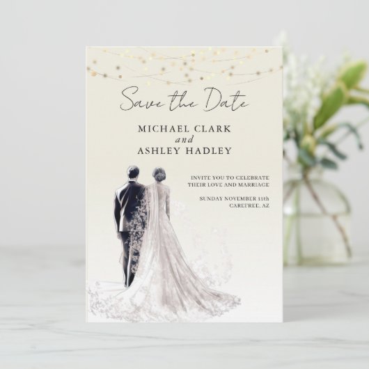 Elegant script Traditionele bruiloft Save The Date (Staand voorkant)