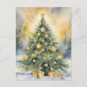 Elegant Script Tree Non Photo Watercolor Christmas Feestdagenkaart (Voorkant)