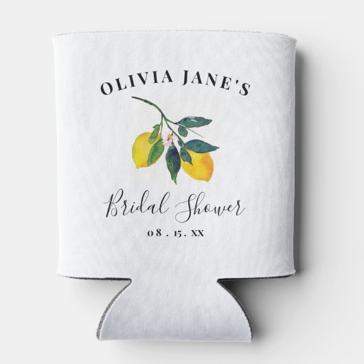 Elegant Script Tropical Lemon Vrijgezellenfeest Blikjeskoeler (Achterkant)