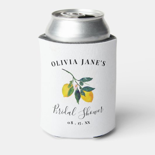 Elegant Script Tropical Lemon Vrijgezellenfeest Blikjeskoeler (Blikje Achterkant)