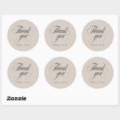 Elegant Script Trouw Dank Je Beige Ronde Sticker (Vel)