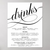 Elegant Script Trouw Dranken Bar Menu Poster (Voorkant)